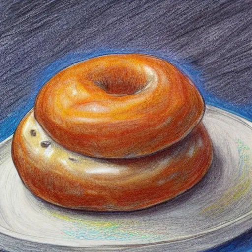 Prompt: larry david sitting on large bagel, colored-pencil