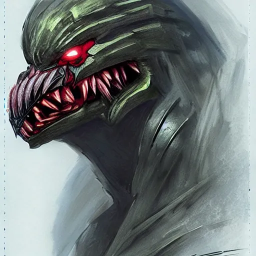 Prompt: concept art of predator face redesign