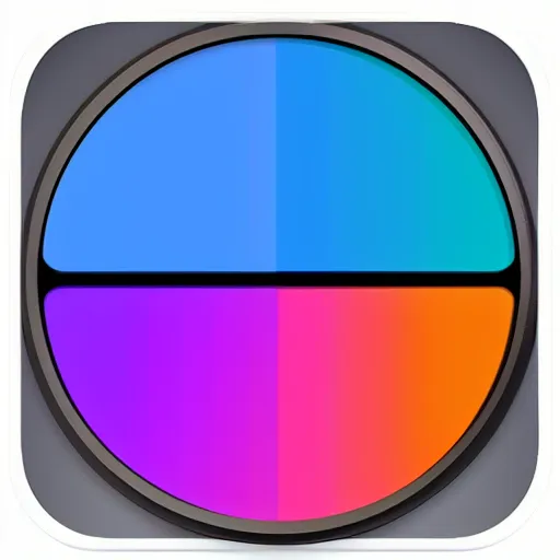 Image similar to app icon of a camera lens, mate colors, material design, minimalist