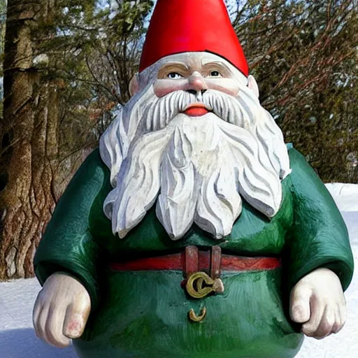 Prompt: magnificent sculpture of famous karelian bald gnome, well lighted, high detail photo