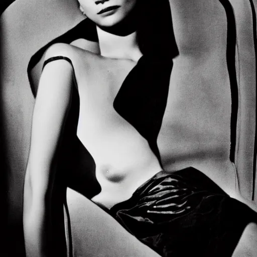 Image similar to portrait of a woman by Cecil Beaton , glamorous Hollywood style lighting, black and white, photorealistic