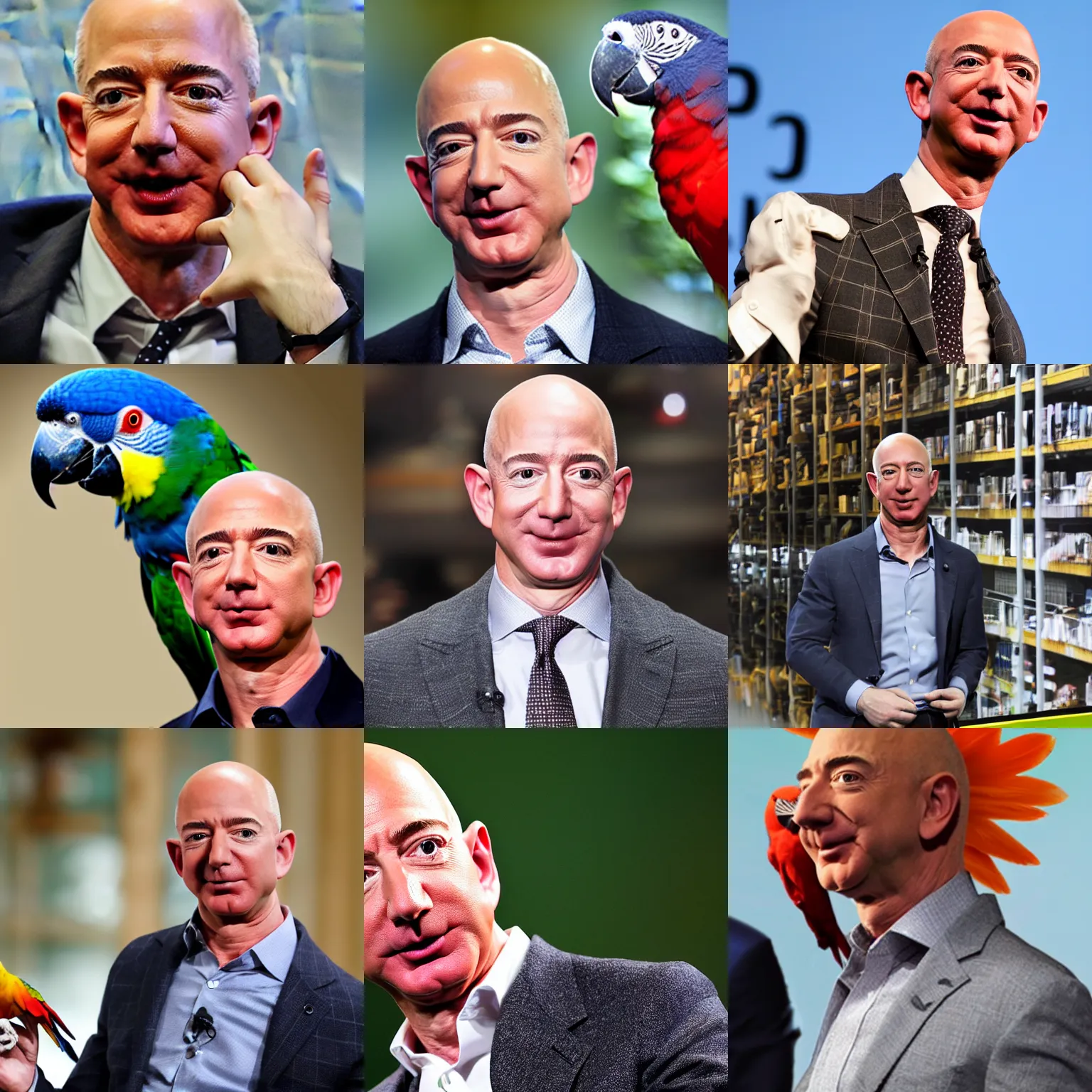 Prompt: jeff bezos merged with a parrot