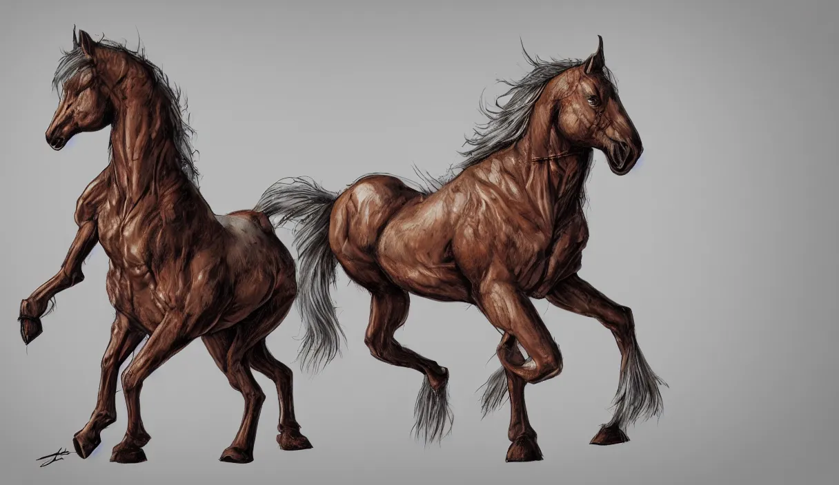 Prompt: anthropomorphic horse, female, 8 k concept art, by kadath, masterpiece, trending on artstation, 8 k