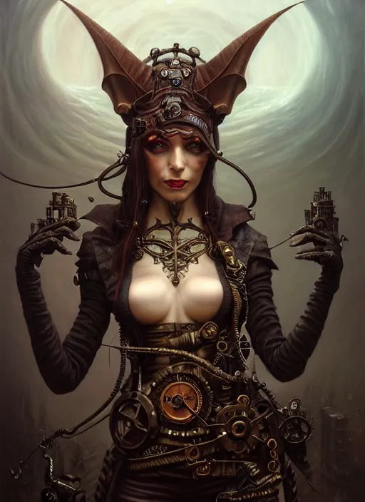 Image similar to portrait shot of steampunk evil elf in a scenic dystopian environment, intricate, elegant, highly detailed, centered, digital painting, artstation, concept art, smooth, sharp focus, illustration, artgerm, tomasz alen kopera, peter mohrbacher, donato giancola, joseph christian leyendecker, wlop, boris vallejo