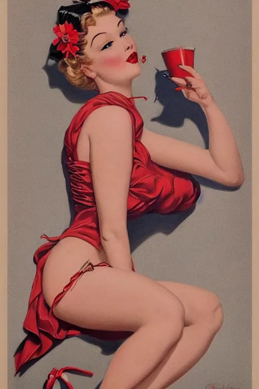 Image similar to Traditional American Tattoo of Pinup Girl by Gil Elvgren