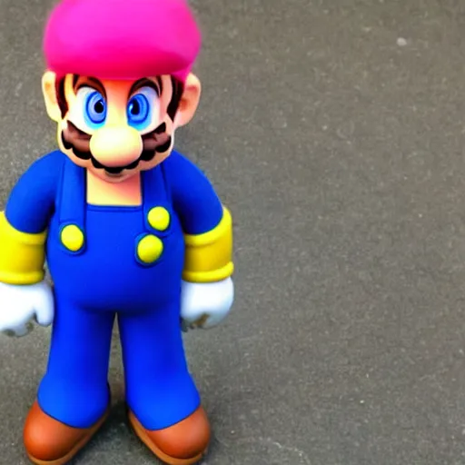 Image similar to Super Mario with long pink hair