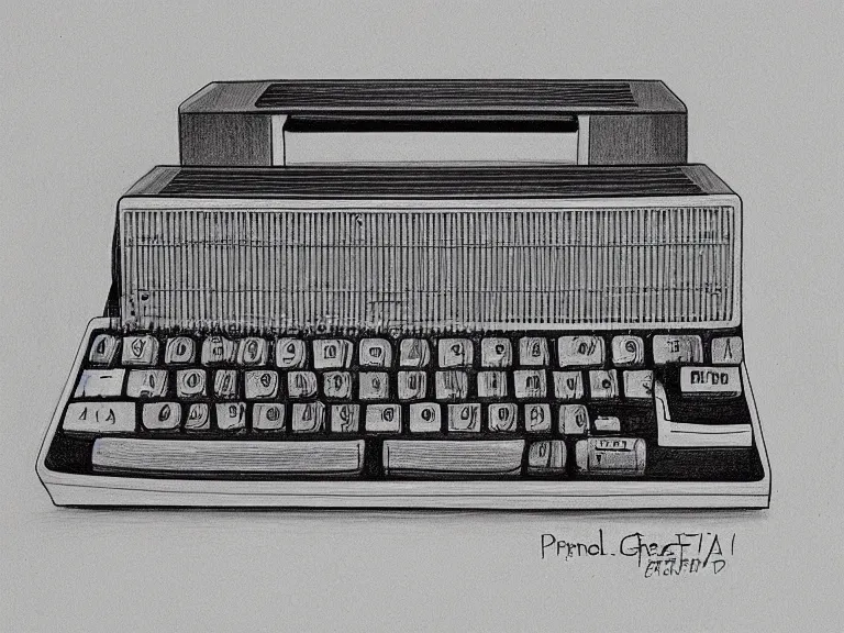 Image similar to a pencil drawing of a vintage compute. by pen tacular