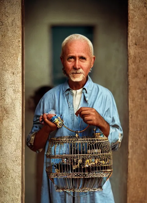 Image similar to a person with a birdcage instead of head, natural light, smooth, detailed face, magazine, press, photo, steve mccurry, david lazar, canon, nikon, focus