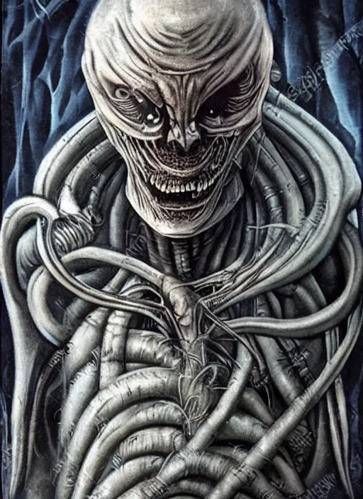 Image similar to surgeons of the dammed monsters n style h. r giger alien look, realistic