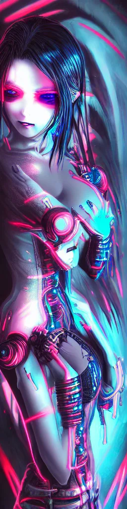 Arte AI: cyberpunk anime girl por @илья пьянков (lov3drain)