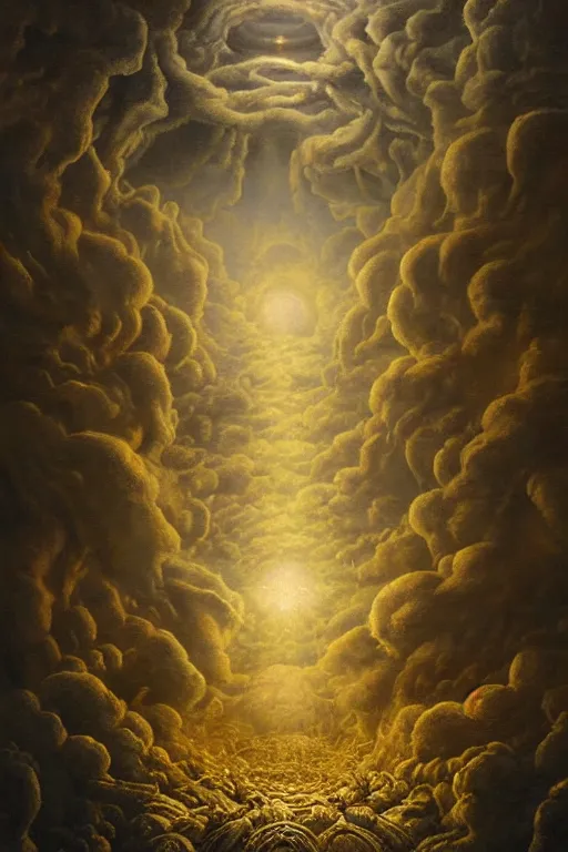 Image similar to Intricate stunning highly detailed HammerFall at Teatre-Museu Dalí, digital painting by agostino arrivabene and Vladimir Kush, surreal, ultra realistic, Horror vacui, dramatic lighting, full moon, thick black swirling smoke tornado, burning fire embers, artstation