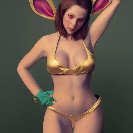 Prompt: detailed film still of mary wistead wearing a playboy bunny outfit, 8 k, by greg rutkowski, artgerm, global illumination