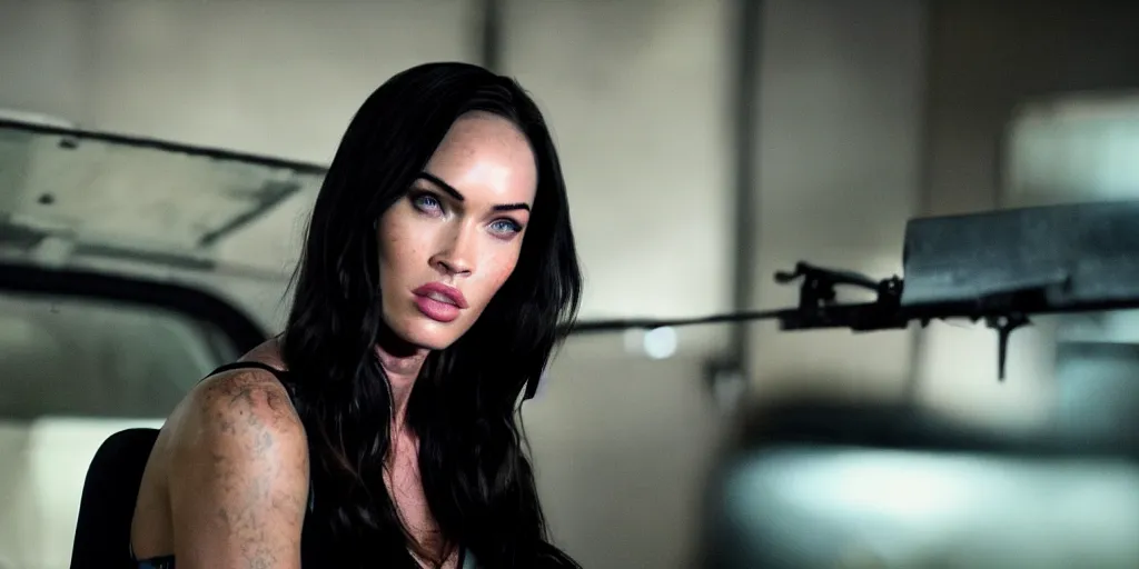 Prompt: vfx film, megan fox swat team squad crew, breach and clear, gang house, flat color profile low - key lighting award winning photography arri alexa cinematography, cinematic beautiful natural skin, famous face, atmospheric cool color - grade