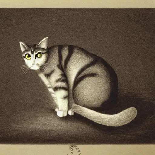 Prompt: “a cat in field in the style of Mezzotint”