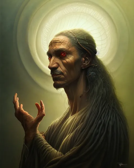 Prompt: a detailed portrait 3 / 4 profile of a sorcerer by tomasz alen kopera and peter mohrbacher