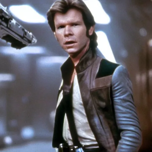 Image similar to film still of Gary Oldman as Han Solo in Star Wars 1977