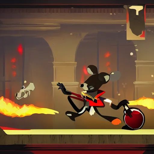 Image similar to a mouse as a boss in the style of shadow fight 2