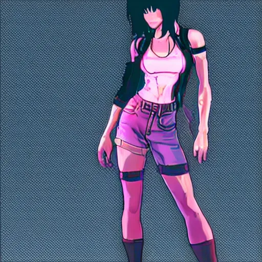 Image similar to retrowave concept art of tifa lockhart