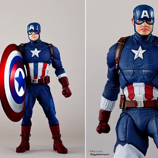 Image similar to a wax statue of captain america, action figure, detailed, smooth,