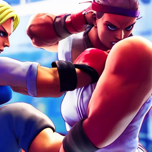 Image similar to cami fighting cami in street fighter v