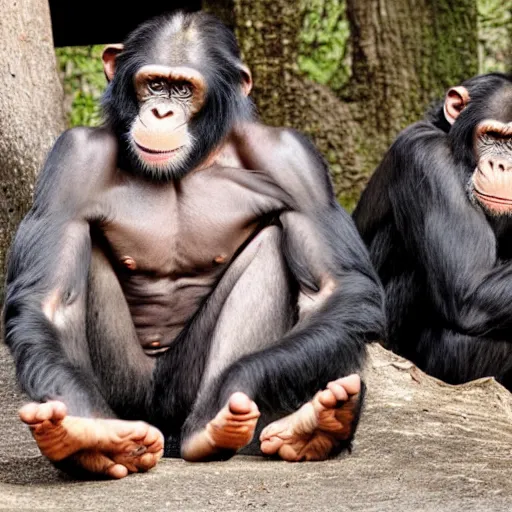 Prompt: muscular hairless chimpanzees