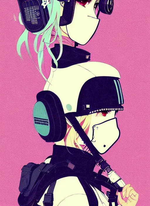 Image similar to girl wearing gas mask and uniform, very anime!!! anime!! intricate details, aesthetically pleasing pastel colors, smoke poster background, art by conrad roset and ilya kuvshinov