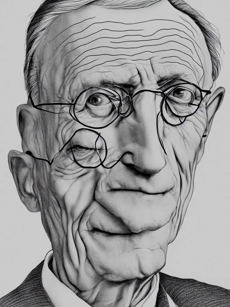 Image similar to continuous line lineart line art portrait of hermann hesse.