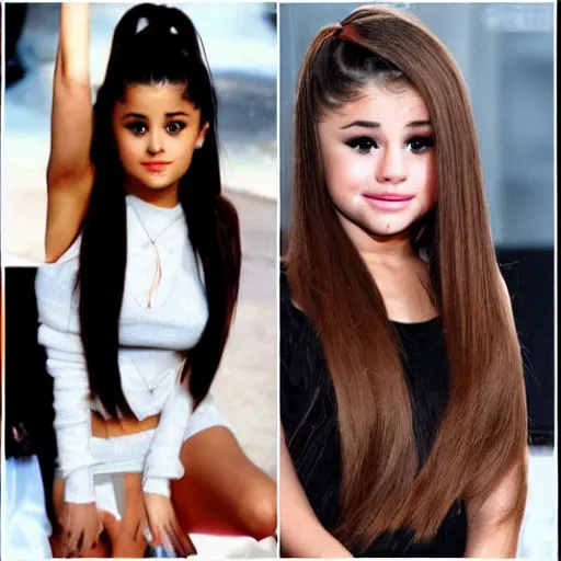 Prompt: ariana grande mixed with selena gomez - n 4