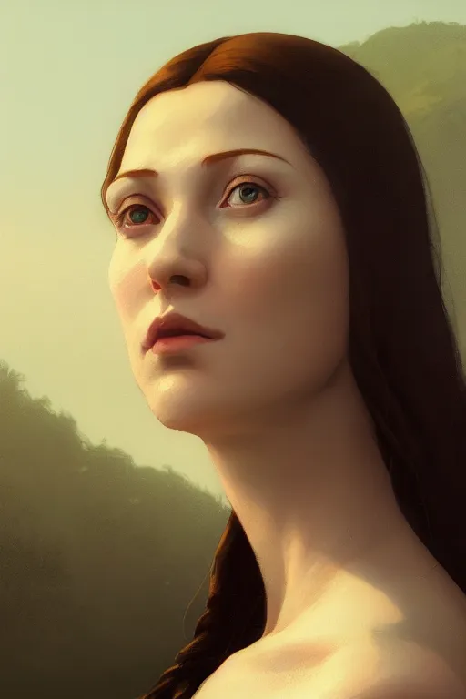 Image similar to beautiful portrait of a woman, negative no not mona lisa pose, gta v, stephen bliss, unreal engine, fantasy art by greg rutkowski, loish, rhads, ferdinand knab, makoto shinkai and lois van baarle, ilya kuvshinov, rossdraws, tom bagshaw, global illumination, radiant light, detailed and intricate environment