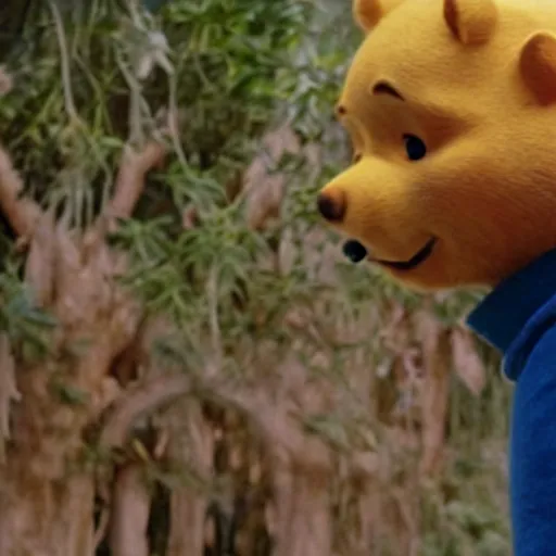 Image similar to A still of Keanu Reeves as Winnie the Pooh