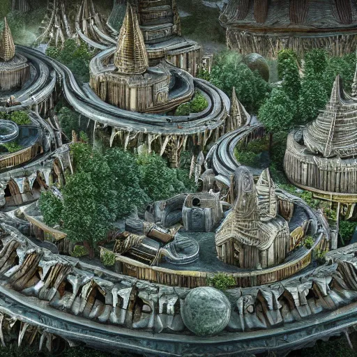 Image similar to elven city, highly detailed, 4k, HDR, award-winning, close up cinematic