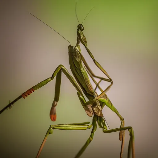 Prompt: 3 d praying mantis, macro, depth of field, f 1. 2 highly detailed