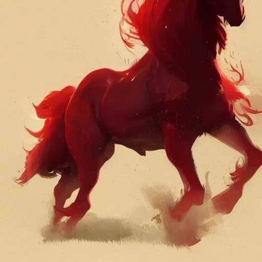 Image similar to Then a reddish horse came out. , digital Art, Greg rutkowski Trending artstation