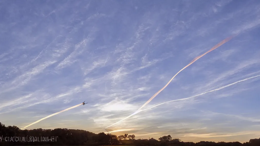 Prompt: golden hour contemptible complex polygon contrail