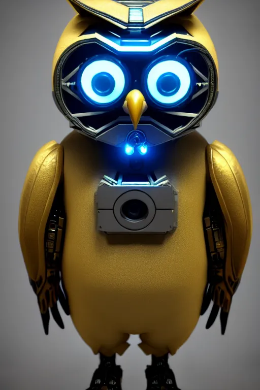 Image similar to high quality 3 d render very cute cyborg owl! with boombox!, cyberpunk highly detailed, unreal engine cinematic smooth, in the style of blade runner & detective pikachu, hannah yata charlie immer, moody light, low angle, uhd 8 k, sharp focus