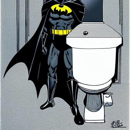 Image similar to batman on a toilet,