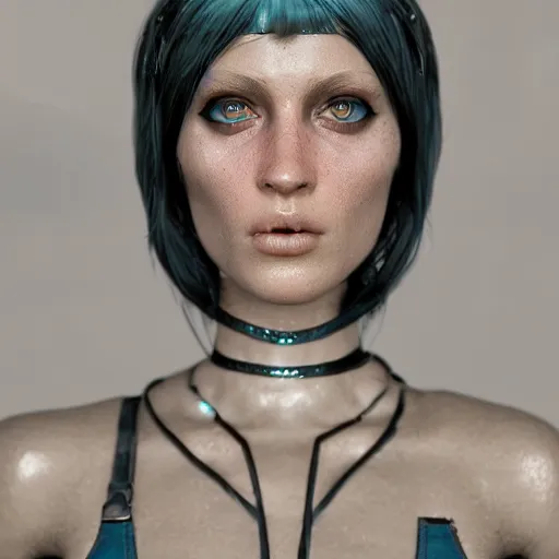 Prompt: spacegirl, 8 k uhd, unreal engine, reflected chrome, octane render in the artstyle of tom bagshaw, unreal engine 5, highly detailed face, true anatomy!, extremely detailed!, fishnets, dystopian, details visible, octane render