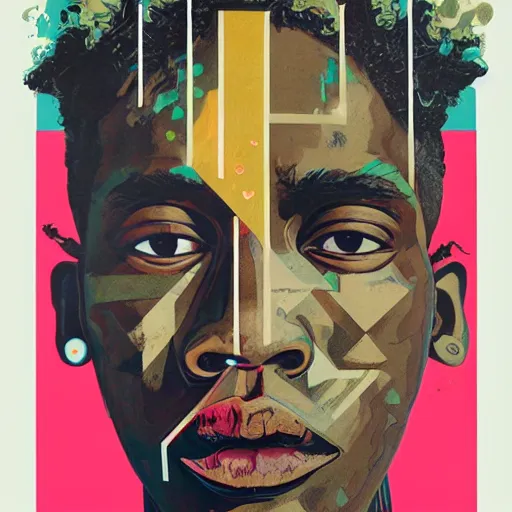 Prompt: Young Thug x YSL Painting by Sachin Teng, asymmetrical, Organic Painting , Matte Painting, geometric shapes, hard edges, graffiti, street art,:2 by Sachin Teng:4