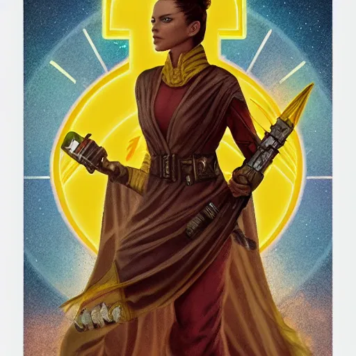 Prompt: The Empress tarot card in the style of star wars, hyperrealistic, highly detailed, depth of field, High definition, 8k, octane render, artstation