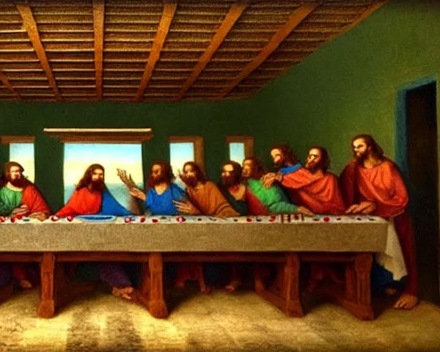 Prompt: The Last Supper GoPro footage