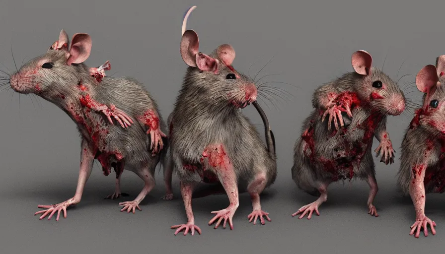 Image similar to zombie rats, finest, realistic, artists, 8 k