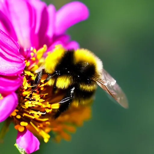 Image similar to a macro shot of a bumble bee pollinating a flower