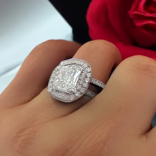 Image similar to stunning 4 5 carat diamond ring on wife finger