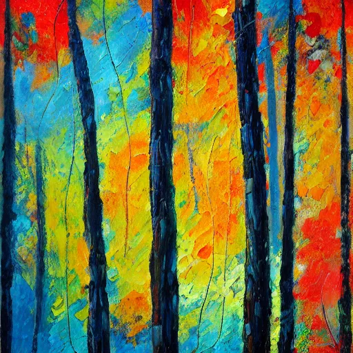 Image similar to Colorful Forest, Impasto