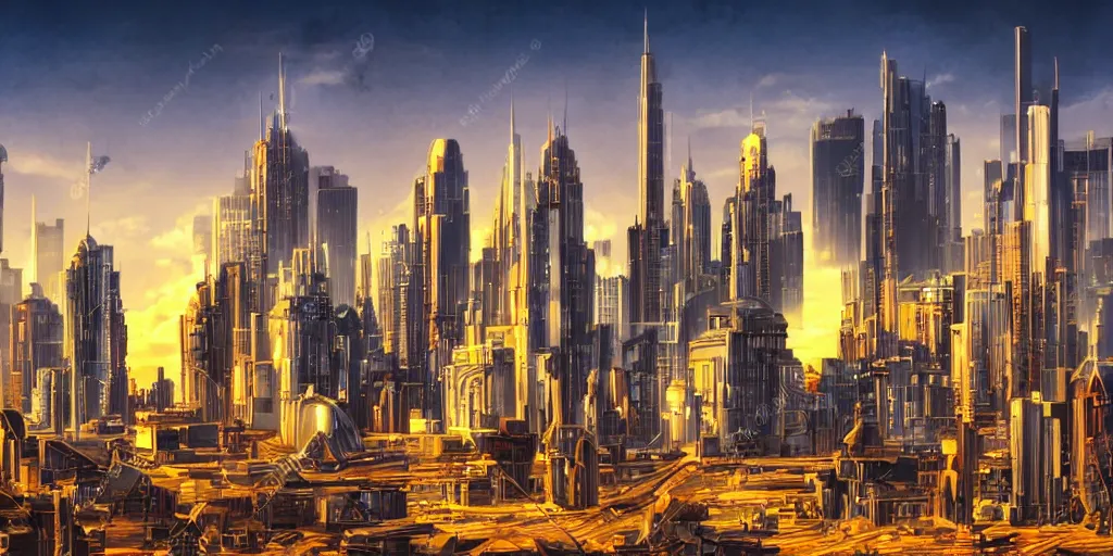 Image similar to sci fi city skyline