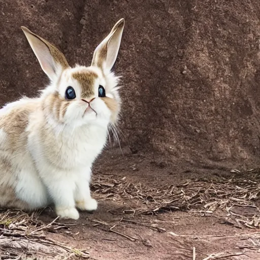 Prompt: a bunny - cat, wildlife photography