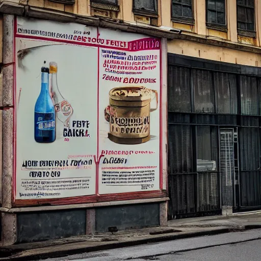 Image similar to photo of a old ad board near a street