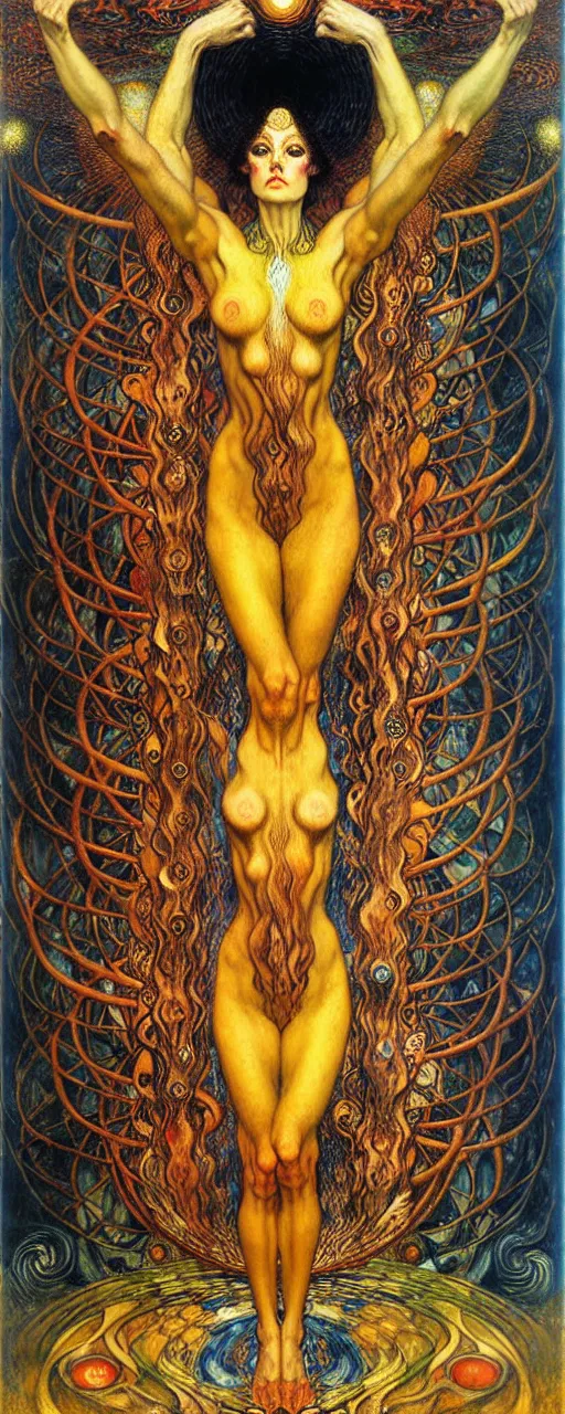 Image similar to Divine Chaos Engine by Karol Bak, Jean Delville, William Blake, Gustav Klimt, and Vincent Van Gogh, symbolist, visionary