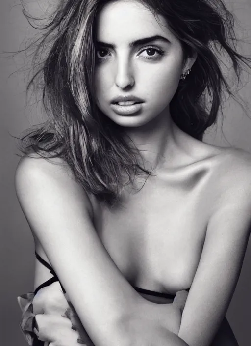 Prompt: a portrait of ana de armas by mario testino, head shot, award winning, cover of vogue, sony a 7 r