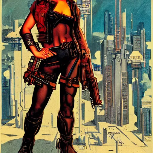 Image similar to cyberpunk mercenary. portrait by will eisner and gil elvgren